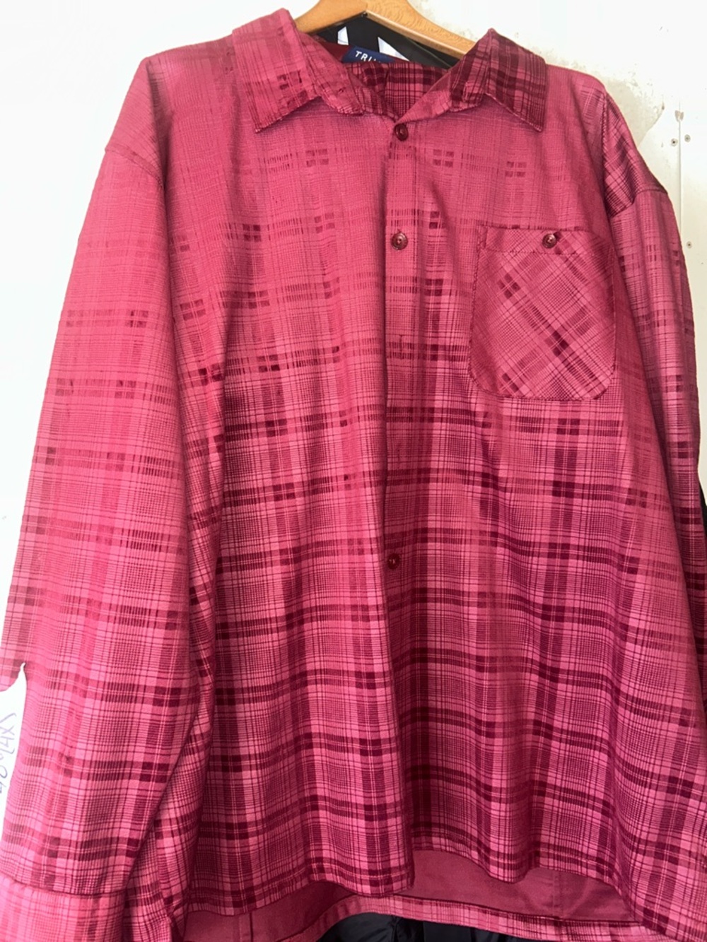 Vintage Burgandy  Plaid Button-Up Shirt